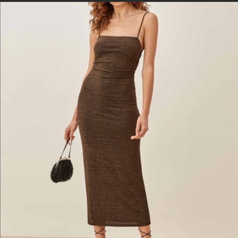 NWT Reformation Breslin Midi Dress Color Night Sky
